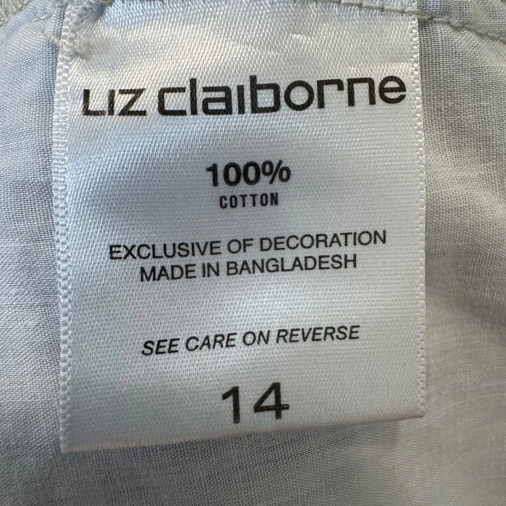 Vintage Liz Claiborne Denim Shorts Size 14 Floral Embroidered Boho Y2K High Rise
